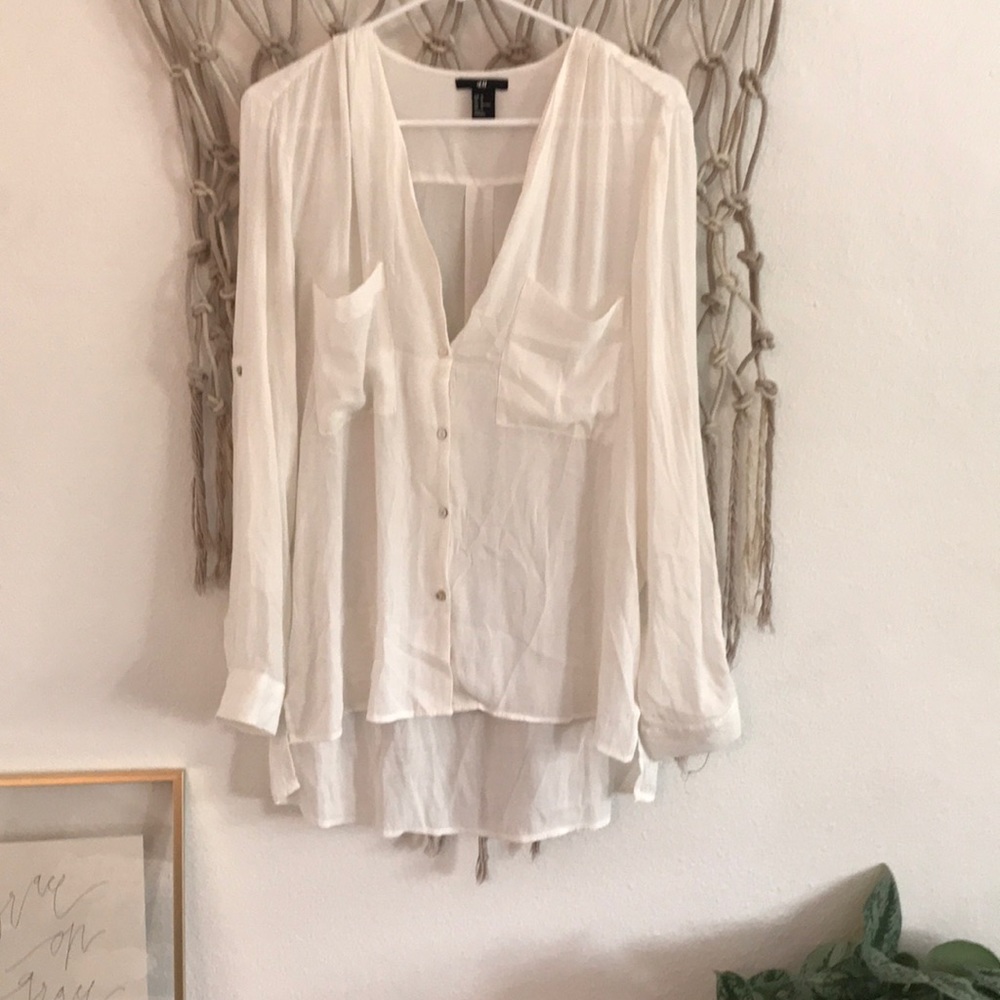 White Flowy Top